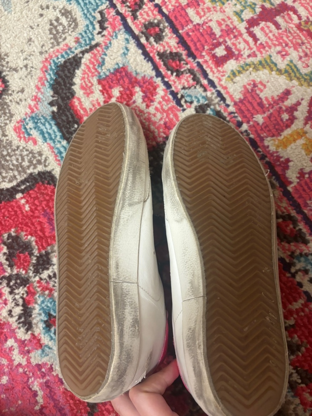 Golden Goose White Leather Sneaker with Pink Heel and Leopard Star - Picture 4 of 5